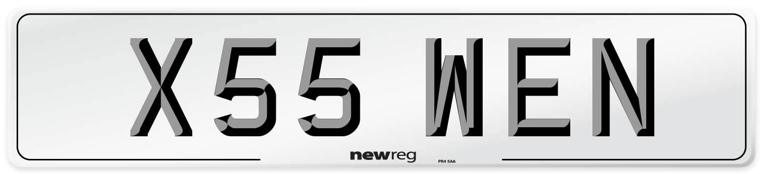 X55 WEN Number Plate from New Reg